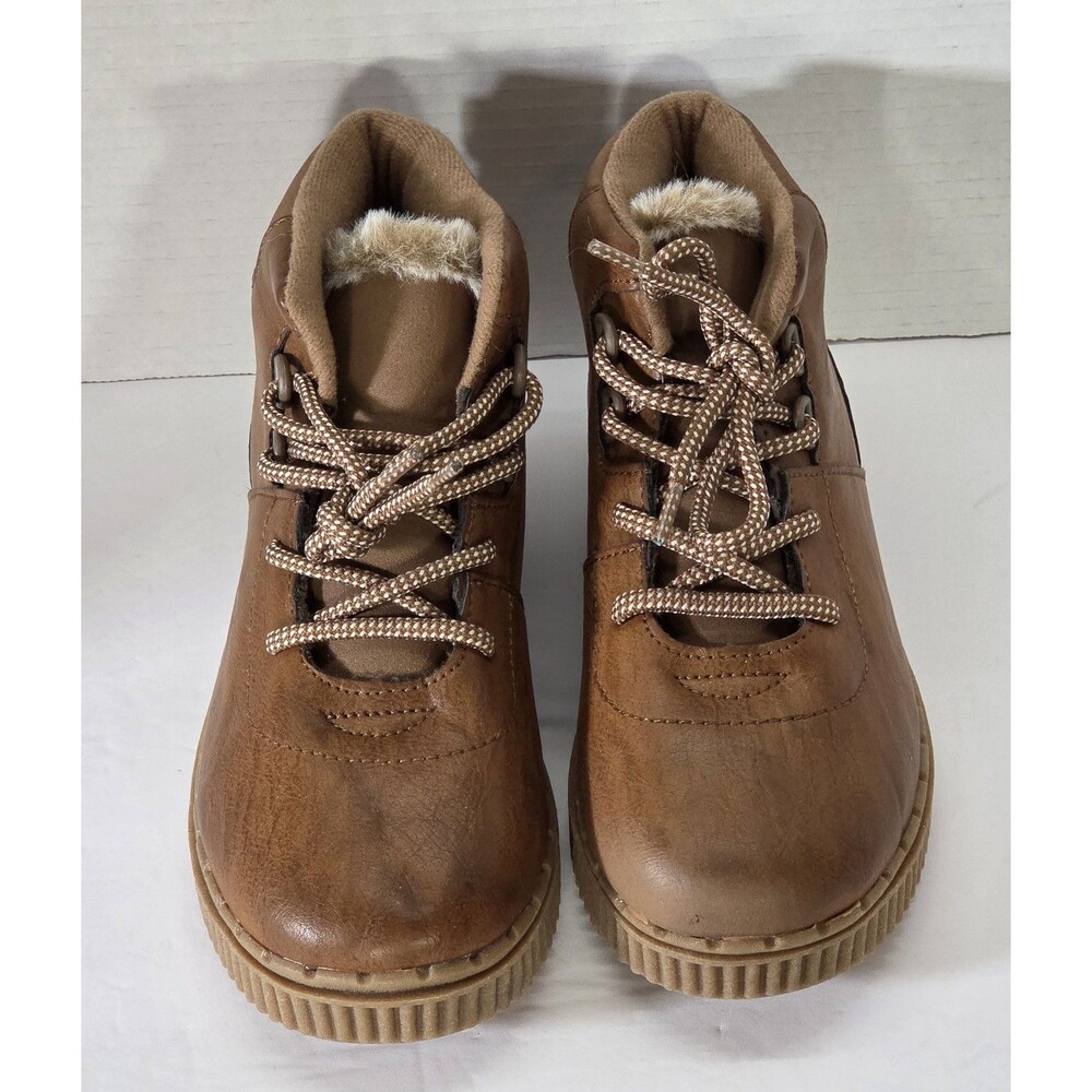OshKosh B'gosh Kids Size 3 Brown Haskell-OY Ankle Boots Faux Fur Lace Up Winter
